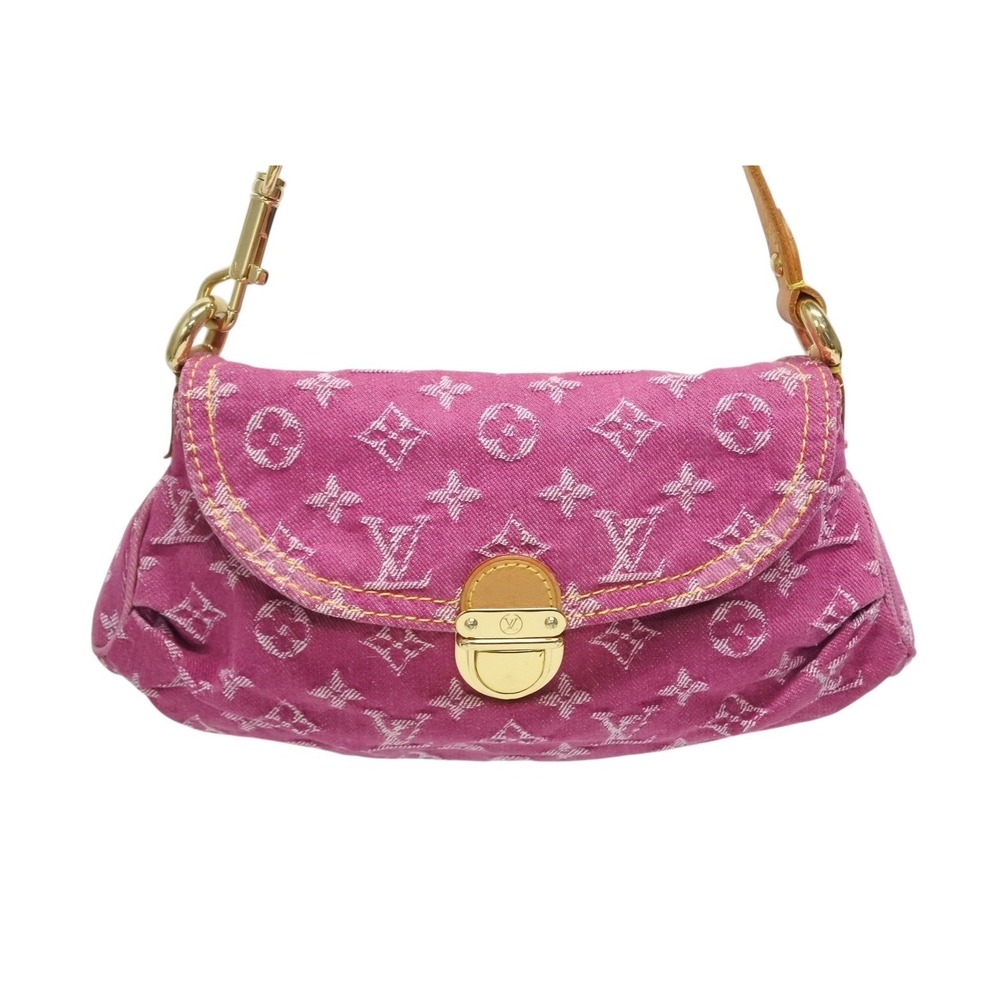 Louis Vuitton Shoulder Pleaty Hobo pink denim One bag Monogram